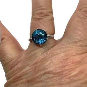 - Sterling silver blue gemstone ring